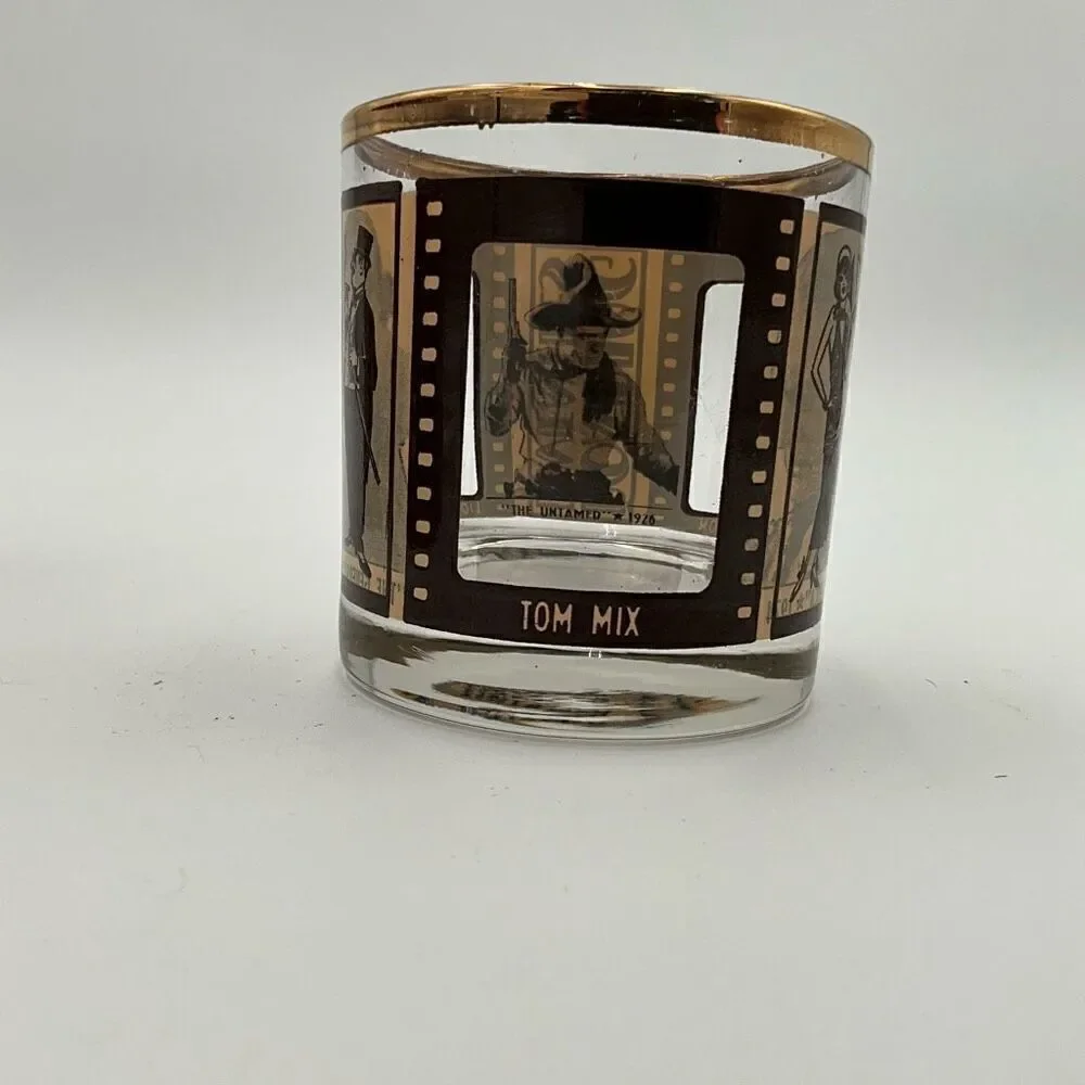 Set Of 6 ROARING TWENTIES Silent Film Actors Whiskey Glasses